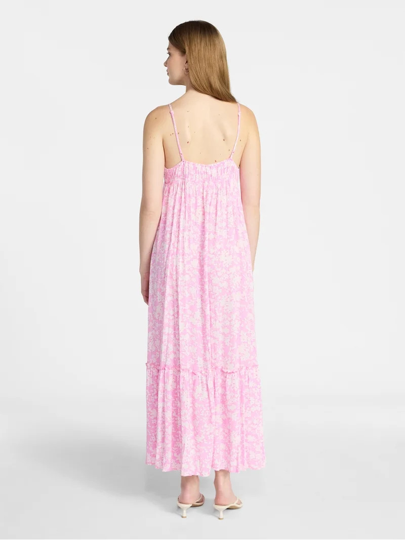 No Boundaries Sleeveless Tiered Maxi Dress, Women's XXS-XXL | Walmart (US)