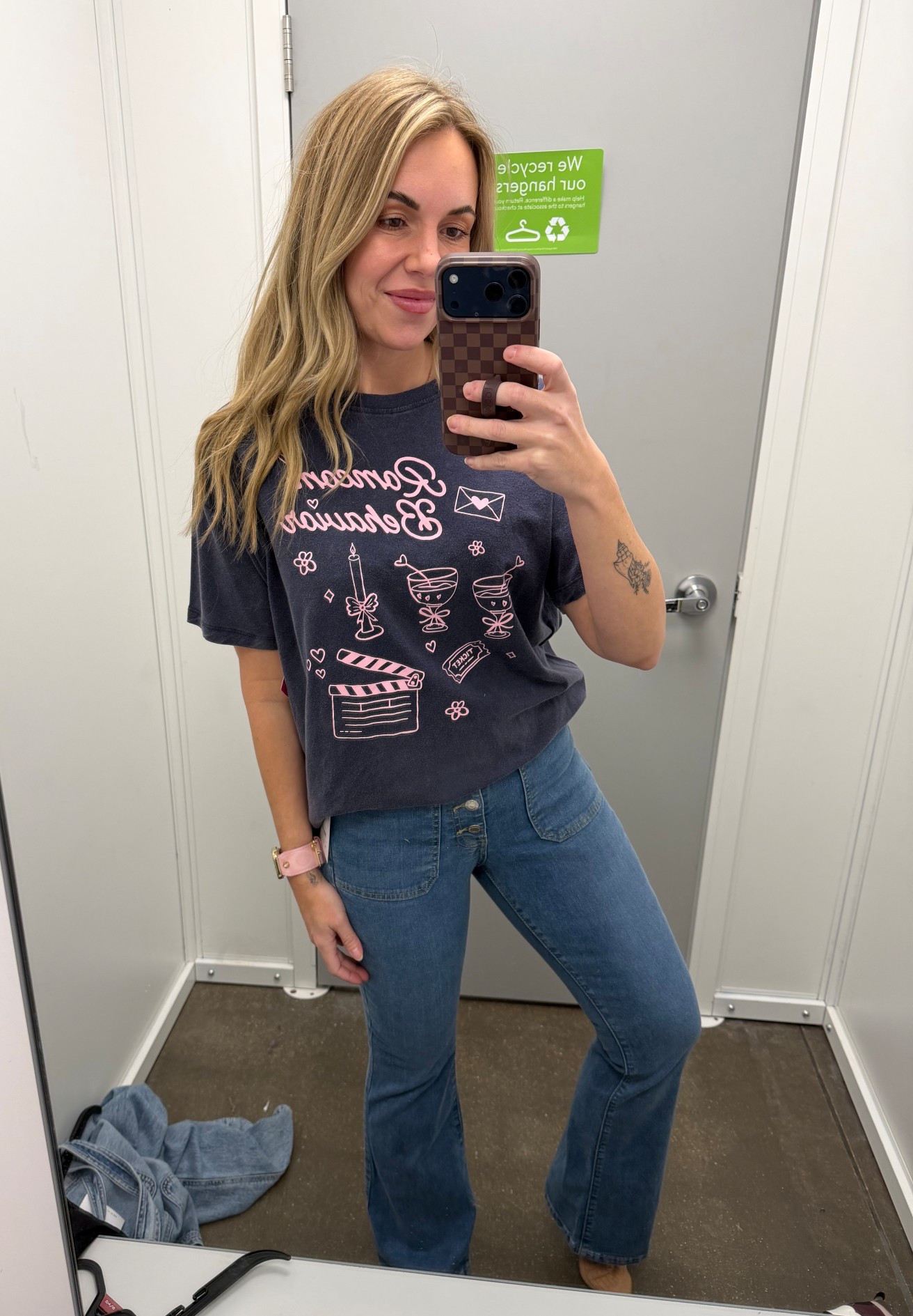 Tee ran big so I got the smallest size they had. Jeans were TTS and so flattering with the button fly and pockets! Walmart fashion finds. 

#LTKFindsUnder50 #LTKootd