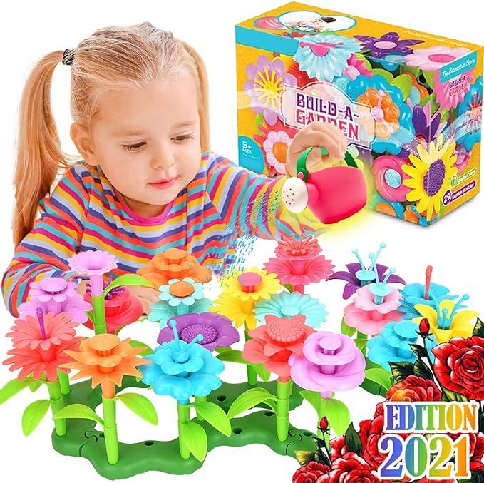 FUNZBO Flower Garden Building Toys for Girls - STEM Toy Gardening Pretend Gift for Kids - Stackin... | Amazon (US)