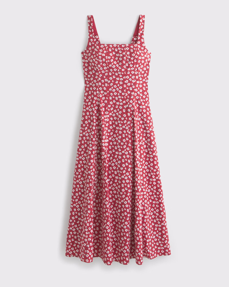 The A&F Mila Stretch Midi Dress | Abercrombie & Fitch (US)
