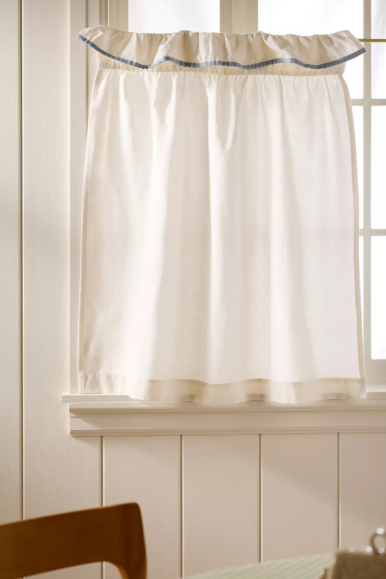 Ruffle Top Cotton Woven Cafe Curtain, Set of 2 | Anthropologie (US)