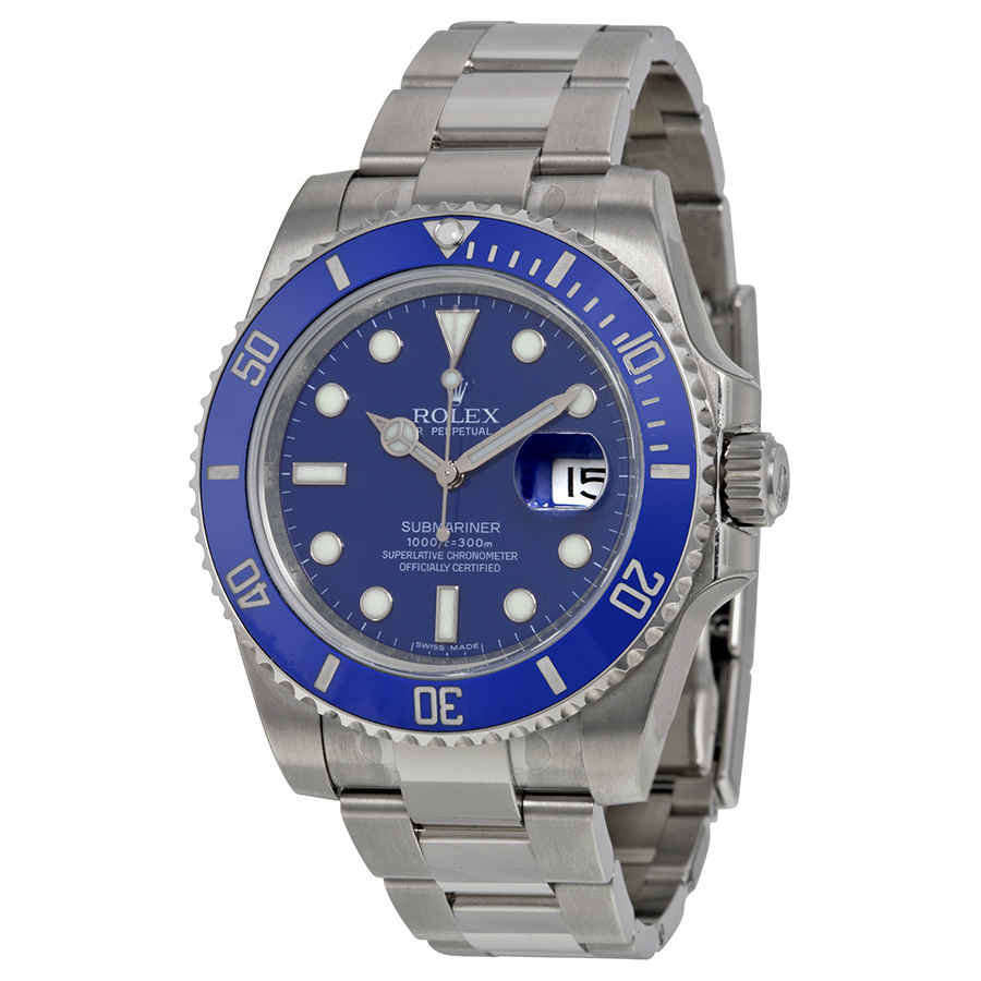 Rolex Submariner Date Blue Dial 18K White Gold Oyster Bracelet Automatic Mens Watch 116619BLSO | Jomashop.com & JomaDeals.com