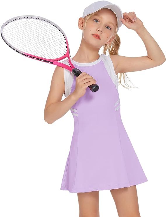 Zaclotre Girls Tennis Dress Cute Golf Outfit Sleeveless Workout Athletic Dresses with Shorts Pock... | Amazon (US)