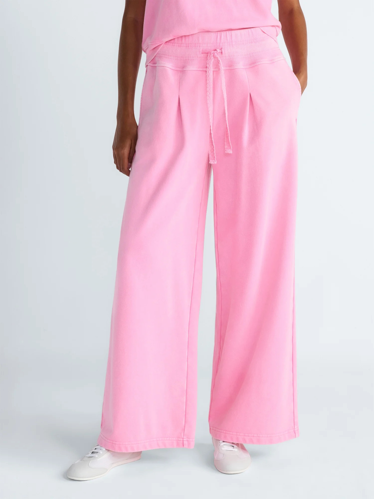 Scoop Women's Pleated Wide-Leg Sweatpants, 29'' Inseam, Sizes XS-XXL | Walmart (US)