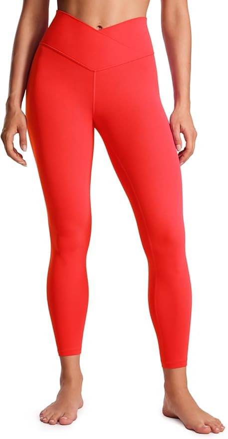 CRZ YOGA Womens Butterluxe Cross Waist Workout Leggings 25 Inches - V Crossover High Waisted Gym ... | Amazon (US)