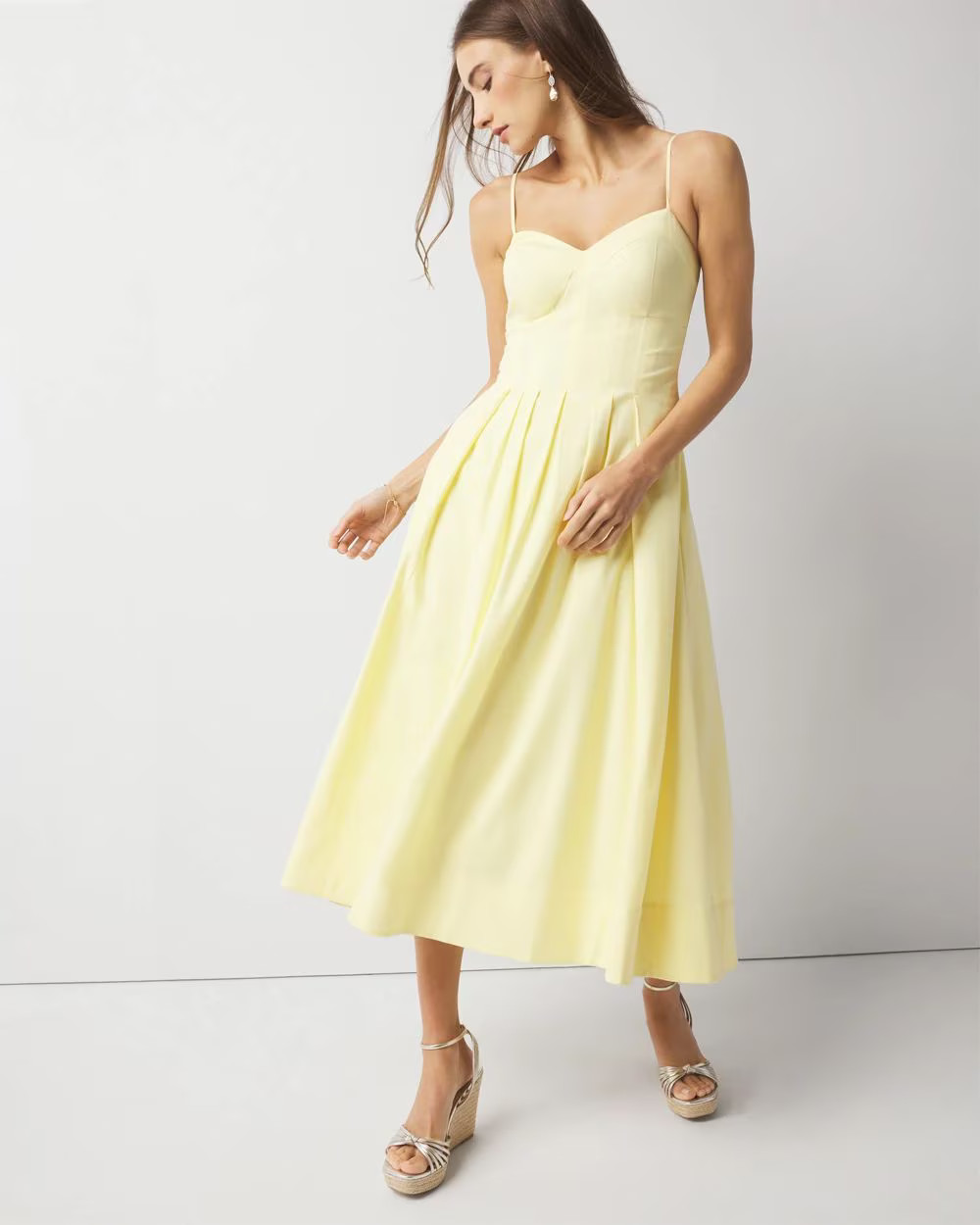 Petite Poplin Corset Midi Dress | White House Black Market