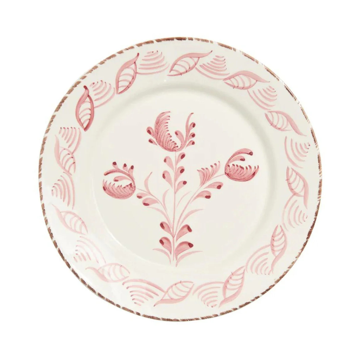 Hand Painted Pink & White Flowers and Shells Dinner Plates | The Well Appointed House, LLC