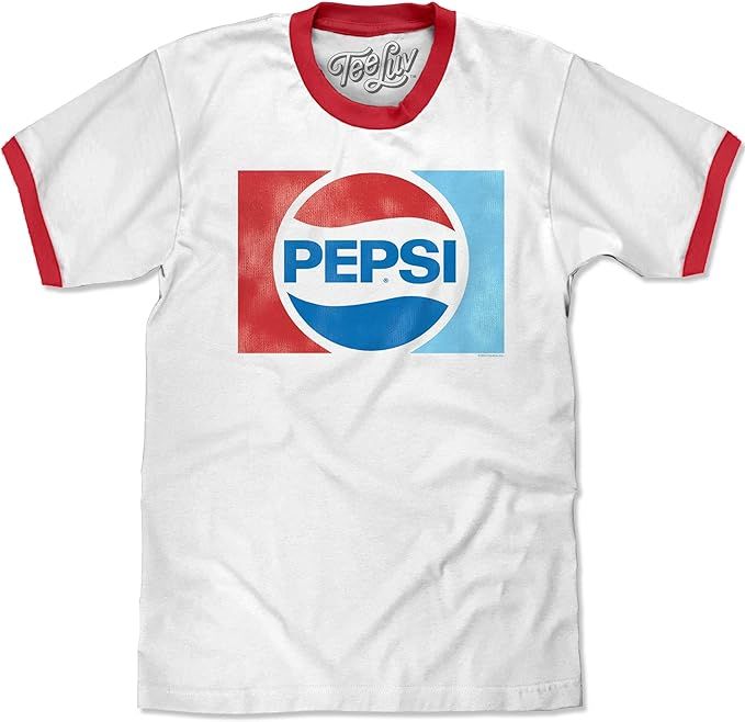 Pepsi Retro Logo Licensed Tee on a Ringer T-Shirt | Amazon (US)