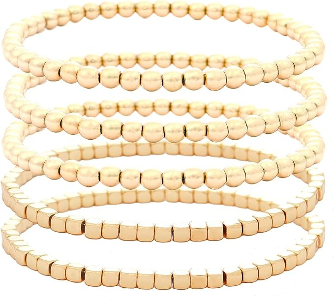 Colorful Beaded Bracelet for Women Girls Multiple Beaded Strand Bracelet Handmade Pearls Beads St... | Amazon (US)