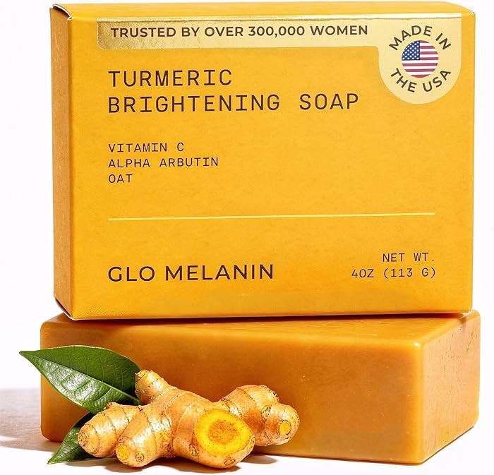 Glo Melanin Organic Turmeric Soap for Dark Spots, Soap for Face, All Natural Face Wash | Amazon (US)