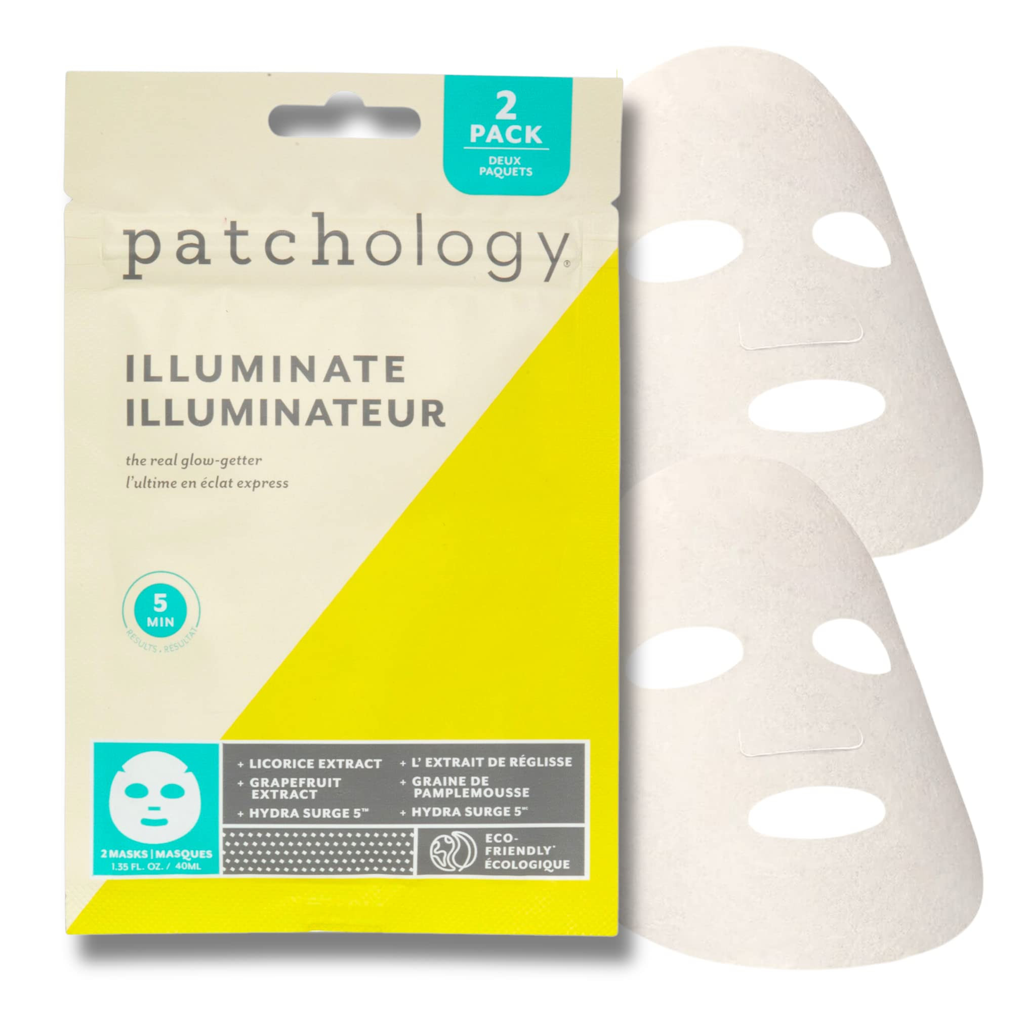 Patchology Brightening Face Masks with Vitamin C - Men & Women Face Masks Skin Care Sheet for Skin Brightening and More Even Skin Tone - Illuminate FlashMasque Face Sheets Moisturizer (2 Count) | Amazon (US)