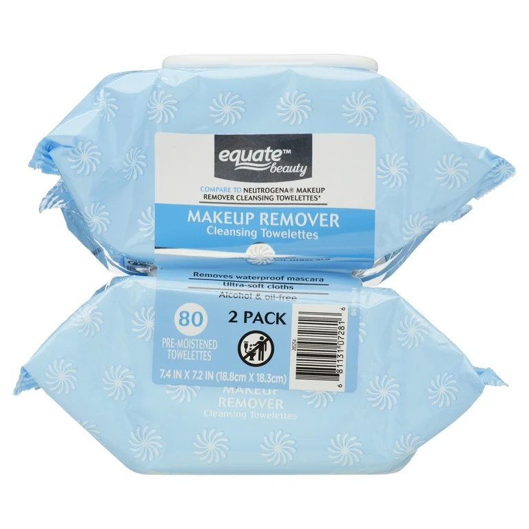Equate Makeup Remover Cleansing Towelettes, 40 Count, 2 Pack | Walmart (US)