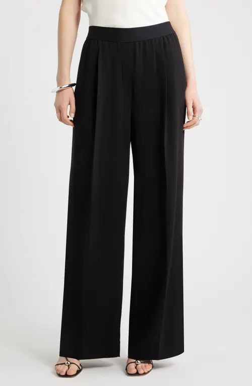 Nordstrom Pleat Front Pull-On Pants in Black at Nordstrom, Size Medium | Nordstrom