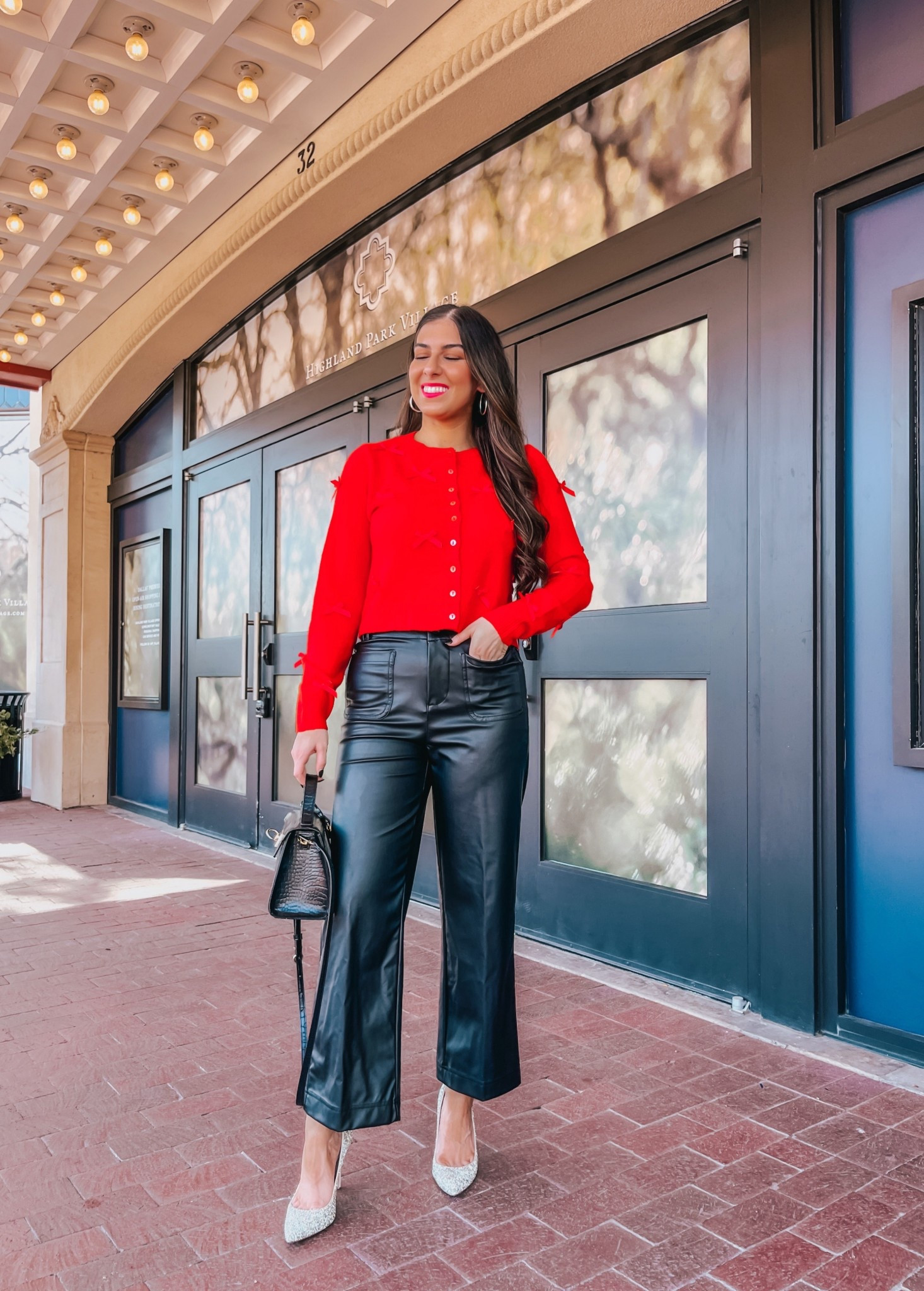 🎀 Bow Print Cardigan ❤️ Super cute for Christmas paired with faux leather pants. True to size! 

Christmas Outfit, Holiday Outfit

#LTKSeasonal #LTKFindsUnder50 #LTKHoliday