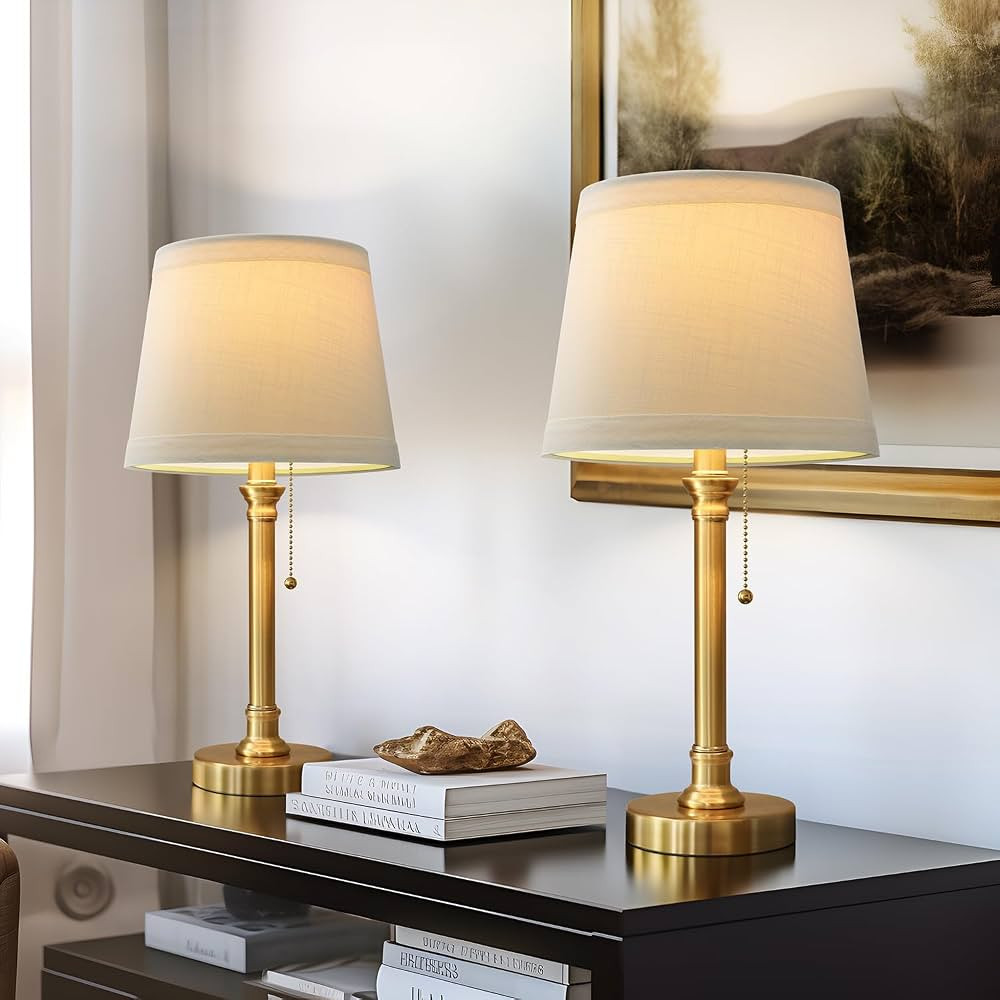 Oneach Modern Gold Brass Table Lamp Set of 2 for Bedroom Living Room 19.5'' Traditional Bedside D... | Amazon (US)