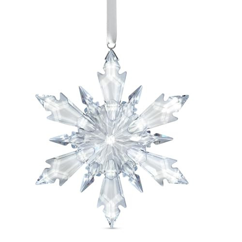 2025 Crystal Snowflake Ornament, Clear Faceted Ornament with A Clear Chain and Two Rayon Ribbons, Christmas Tree Ornaments Door Window Hanging Decor Annual Collection Gift | Amazon (US)
