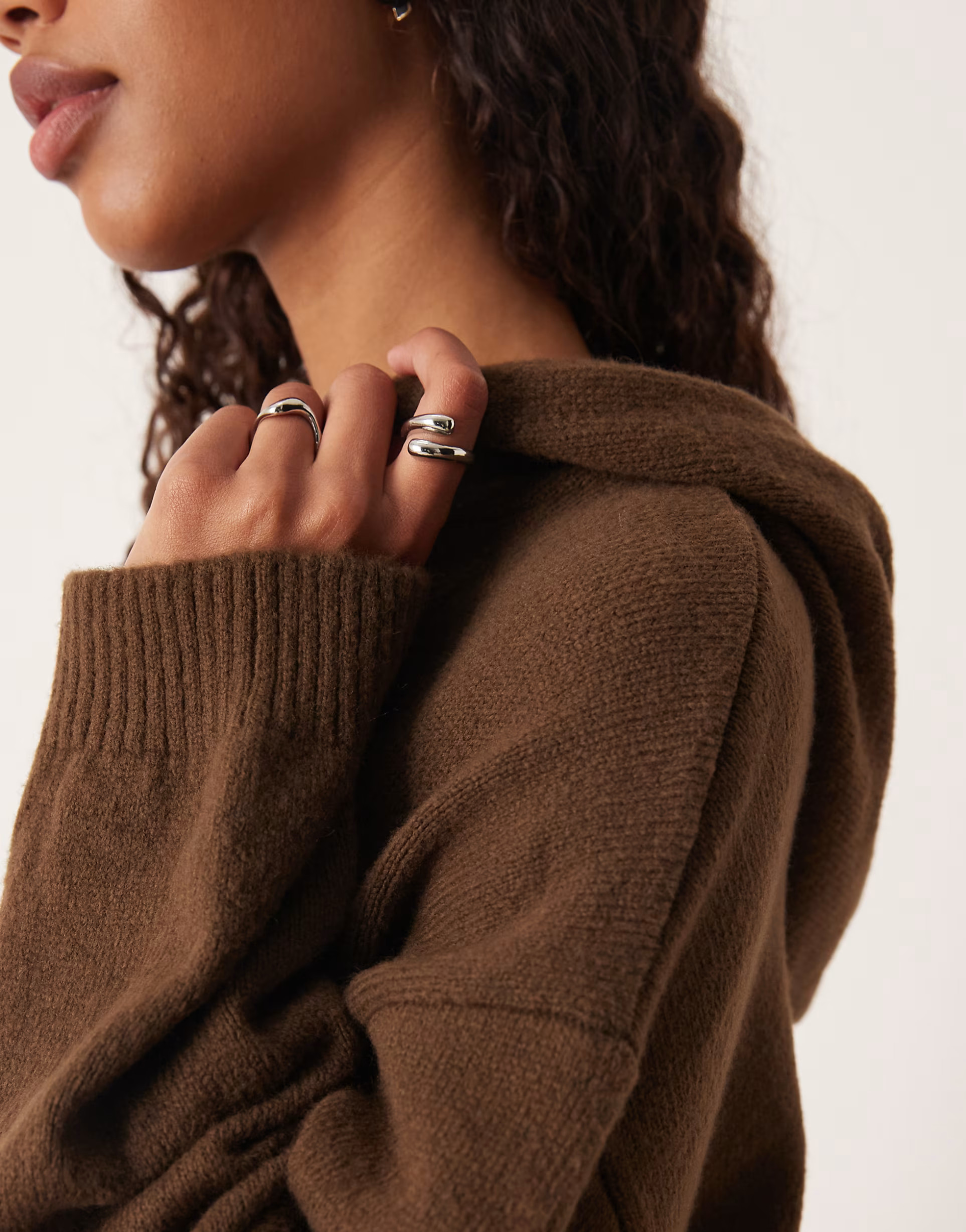 ASOS DESIGN fluffy knit oversized hoodie in chocolate brown - part of a set | ASOS (Global)