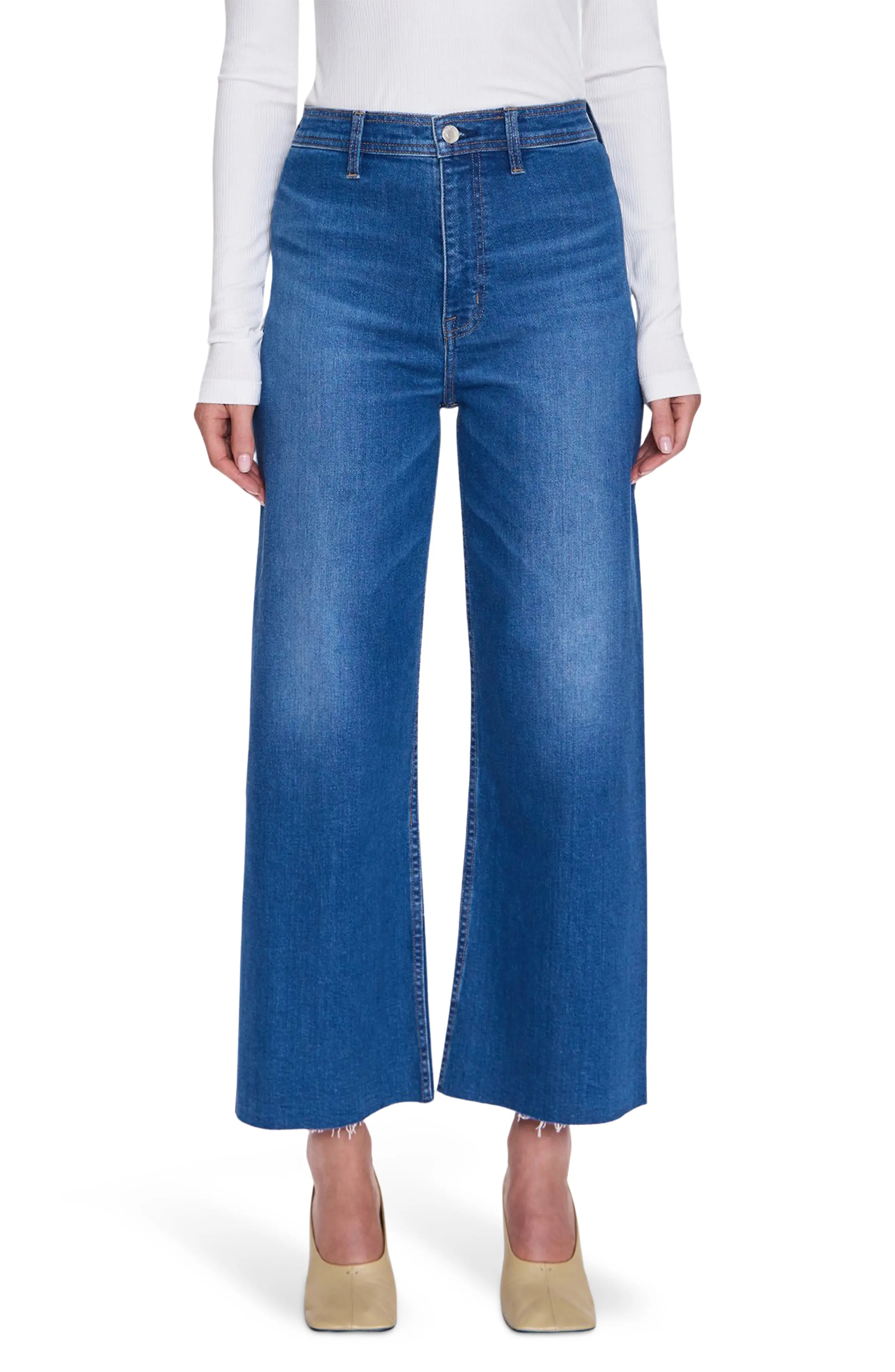 Penny Wide Leg Raw Hem Crop Jeans (Women) | Nordstrom | Nordstrom