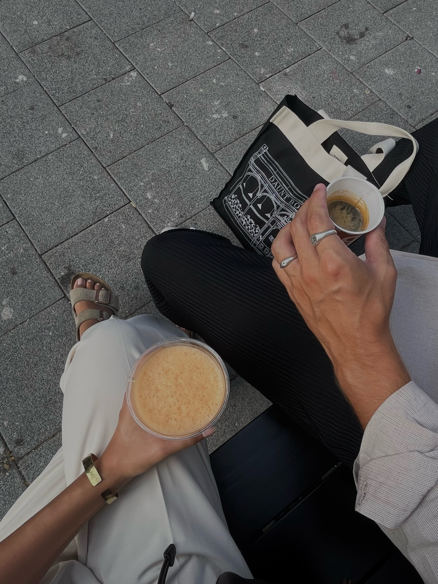 ☕️ juice for me, espresso for J in Cologne - cream wide fit pleat front trousers + taupe Birkenstock two strap sandals + black pleated trousers + beige Ralph Lauren checkered shirt + adidas black and white sambas trainers + gold cuff bangle bracelet + silver sacred sun ring (haze & glory) + daunt books black canvas tote bag 

#LTKfindsunder50 #LTKtravel #LTKeurope