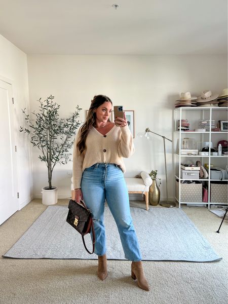 Cream cardigan + Levi jeans and fall booties, Louis Vuitton monceau 

Easy fall outfit, fall outfit, fall style, October outfit, Marc Fisher booties



#LTKSeasonal #LTKshoecrush #LTKmidsize