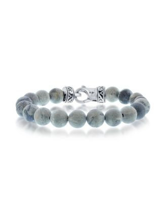 Stainless Steel 10mm Natural Stone Bead Bracelet - Macy's | Macy's