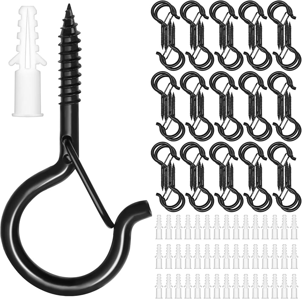 Amazon.com: Mckanti 50 Pack Screw Hooks for Outdoor String Lights, Outdoor Hooks for Light Eye Ho... | Amazon (US)