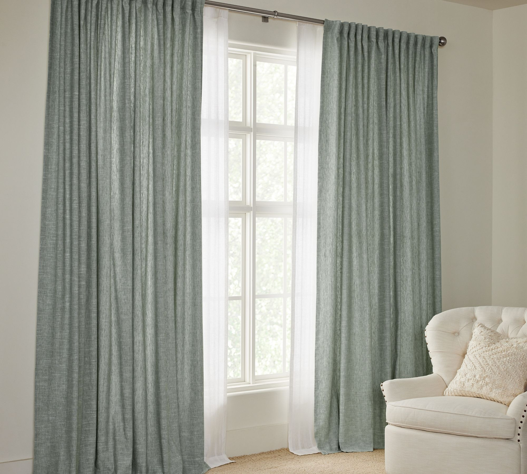 Emery Linen Curtain | Pottery Barn (US)