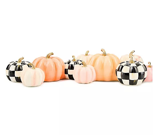 MacKenzie- Childs Hocus Pocus Check & Stripe Pumpkin Cluster | QVC