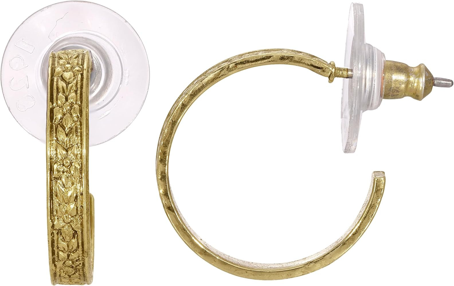 1928 Jewelry Tiny Etched Floral Hoop Earrings | Amazon (US)