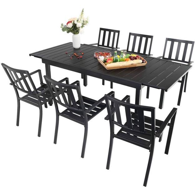 7pc Patio Dining Set with Rectangular Metal Table & Steel Chairs - Captiva Designs | Target