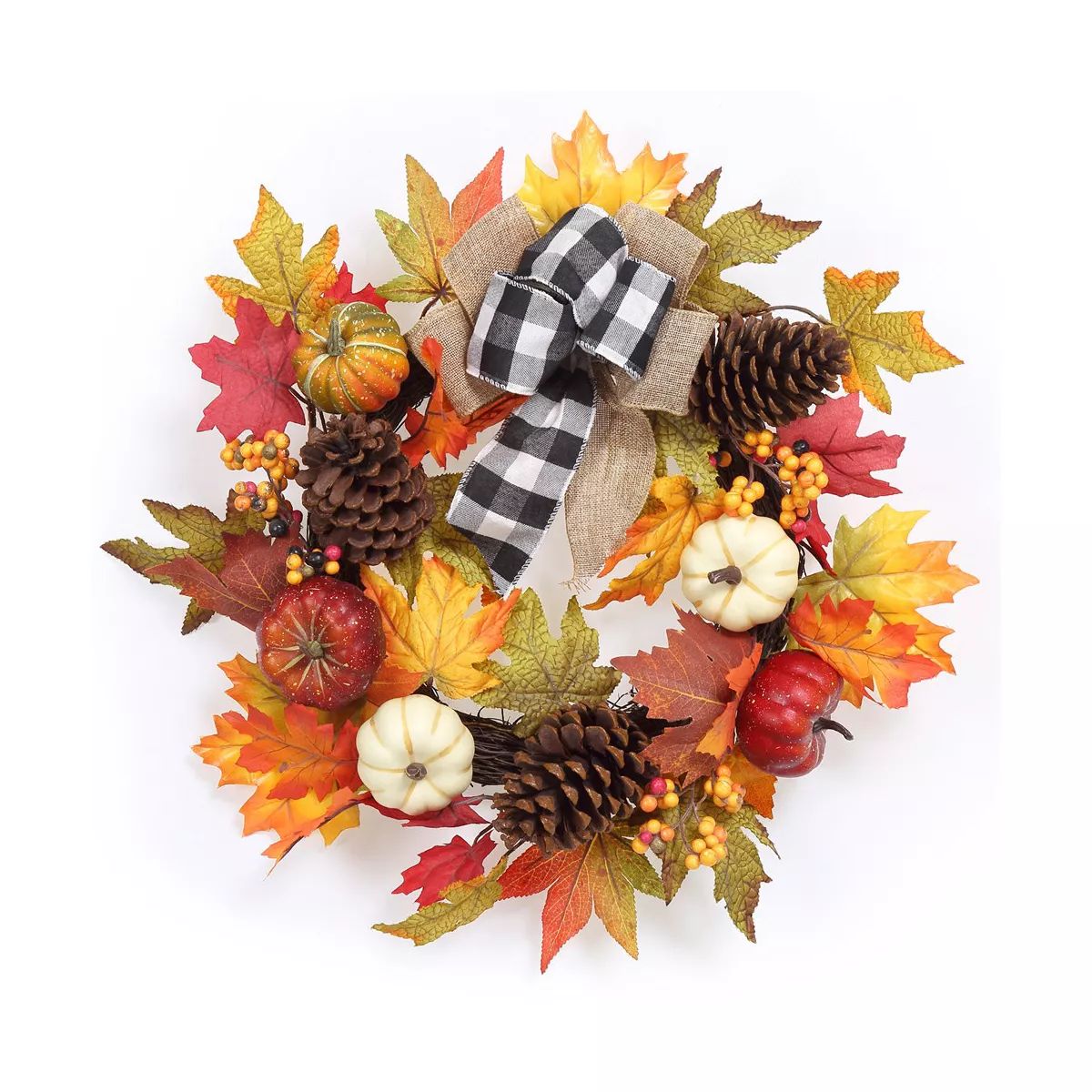 WhizMax 20" Fall Wreath, Autumn Wreath for Front Door with Pumpinks Pinecones Maple Leaves, Fall ... | Target