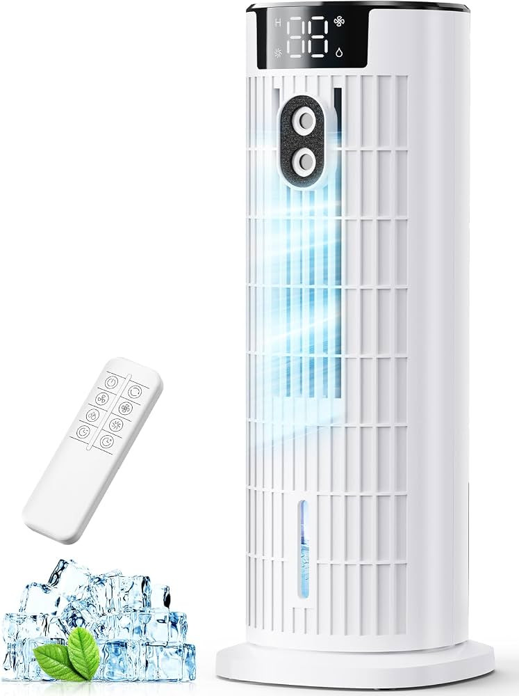 Portable Air Conditioner, 4 in 1 Air Cooler, Tower Fan with 2 Spray Modes, Timing Function and Re... | Amazon (UK)
