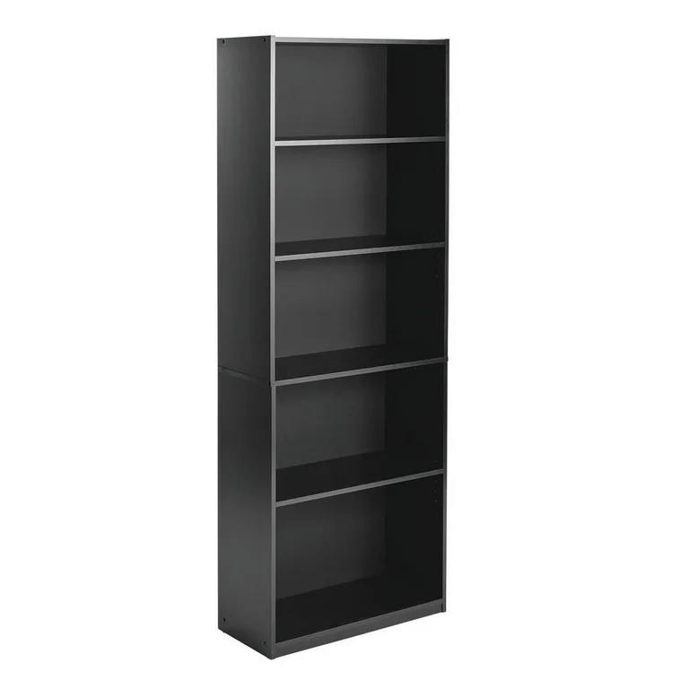 Mainstays 5-Shelf Bookcase with Adjustable Shelves, True Black Oak | Walmart (US)