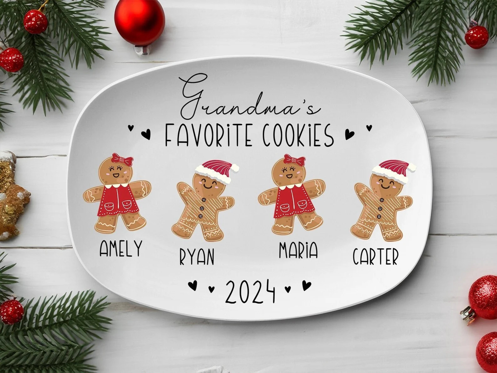 Grandma Gift, Grandma's Favorite Cookies Plate, Family Platter, Personalized Gingerbread Christma... | Etsy (US)
