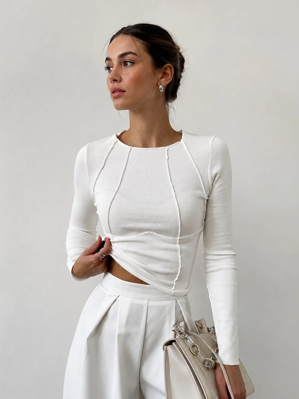Basic Piping Long Sleeve Top | Commense