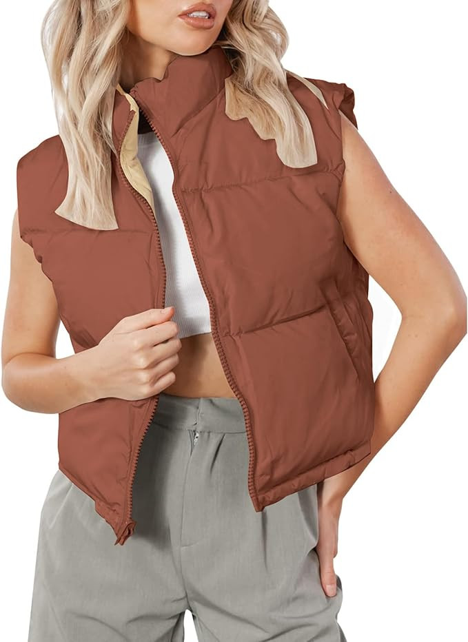 OWIN Womens Winter Puffer Vest Stand Up Collar Zipper Quilted Down Jacket Coats Padded Gilet with... | Amazon (US)