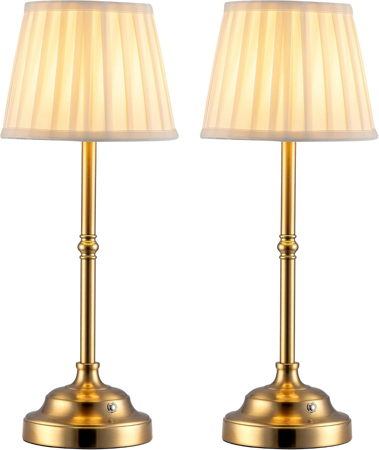 KDG Gold Cordless LED Table Lamps Set of 2, Beige Fabric Shade Desk Lamps | Amazon (US)