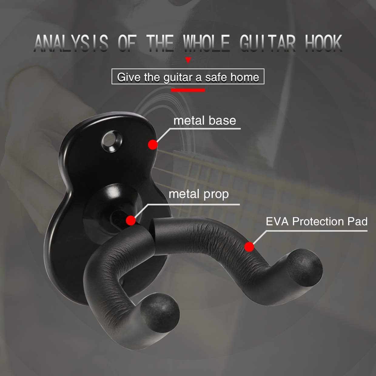 Guitar Hanger Guitar Wall Mount Holder Hook Stand, String Instruments Wall Hangers Stands Holders... | Amazon (US)