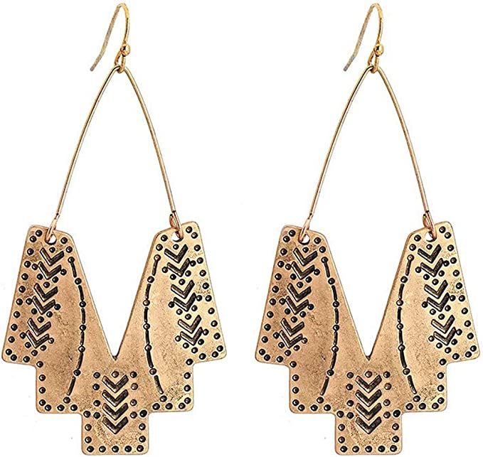Amazon.com: Vintage Ethnic Tribal Earrings Antique Gold Fashion Boho Hook Dangle Earrings Gifts f... | Amazon (US)
