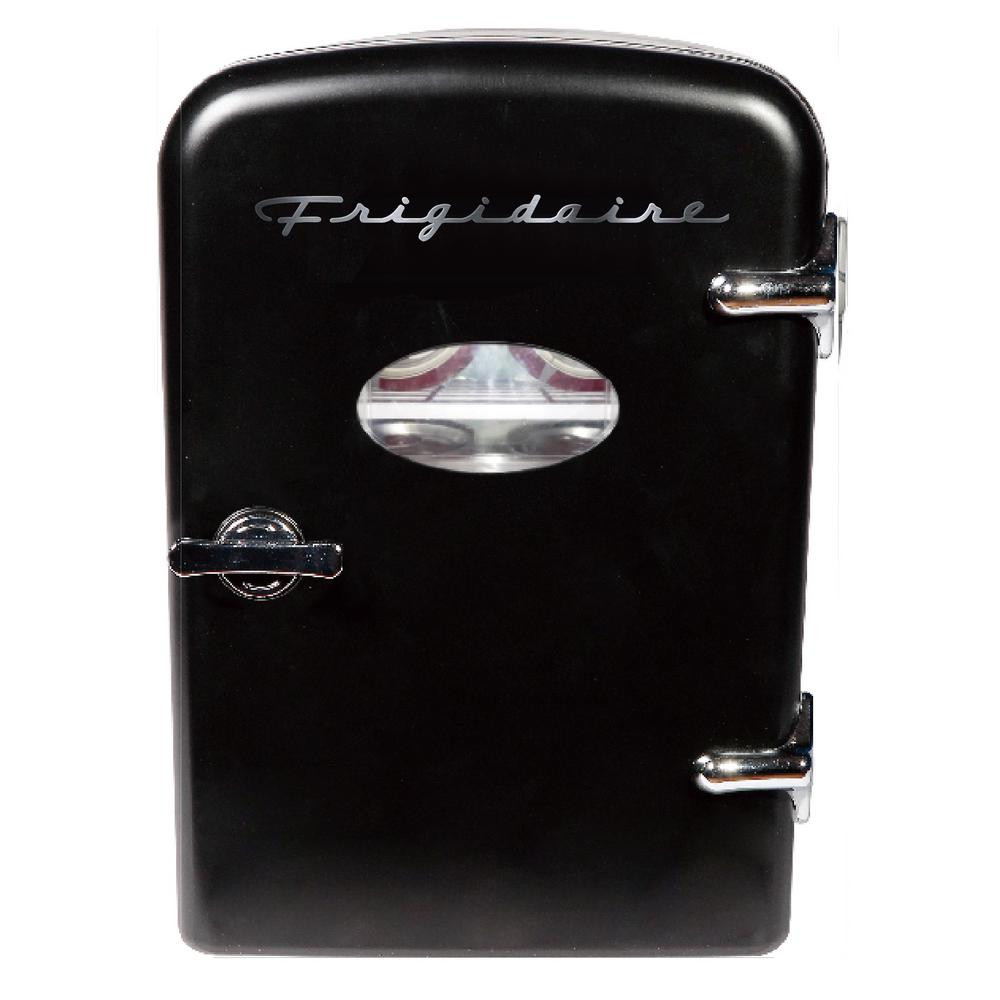 0.3 cu. ft. 6-Can Retro Mini Fridge in Black | The Home Depot