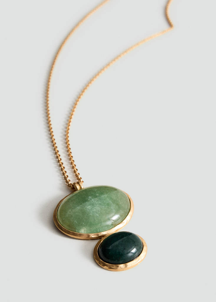 Long pendant with stones gold - Women - One size - MANGO | MANGO (UK)
