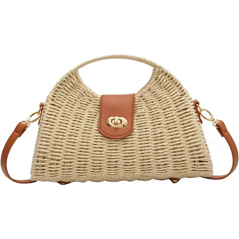 Kukuzhu Straw Handbags Women Summer Beach Tote Bag Hand Purse Vintage Wicker Woven Basket Boho Ra... | Walmart (US)