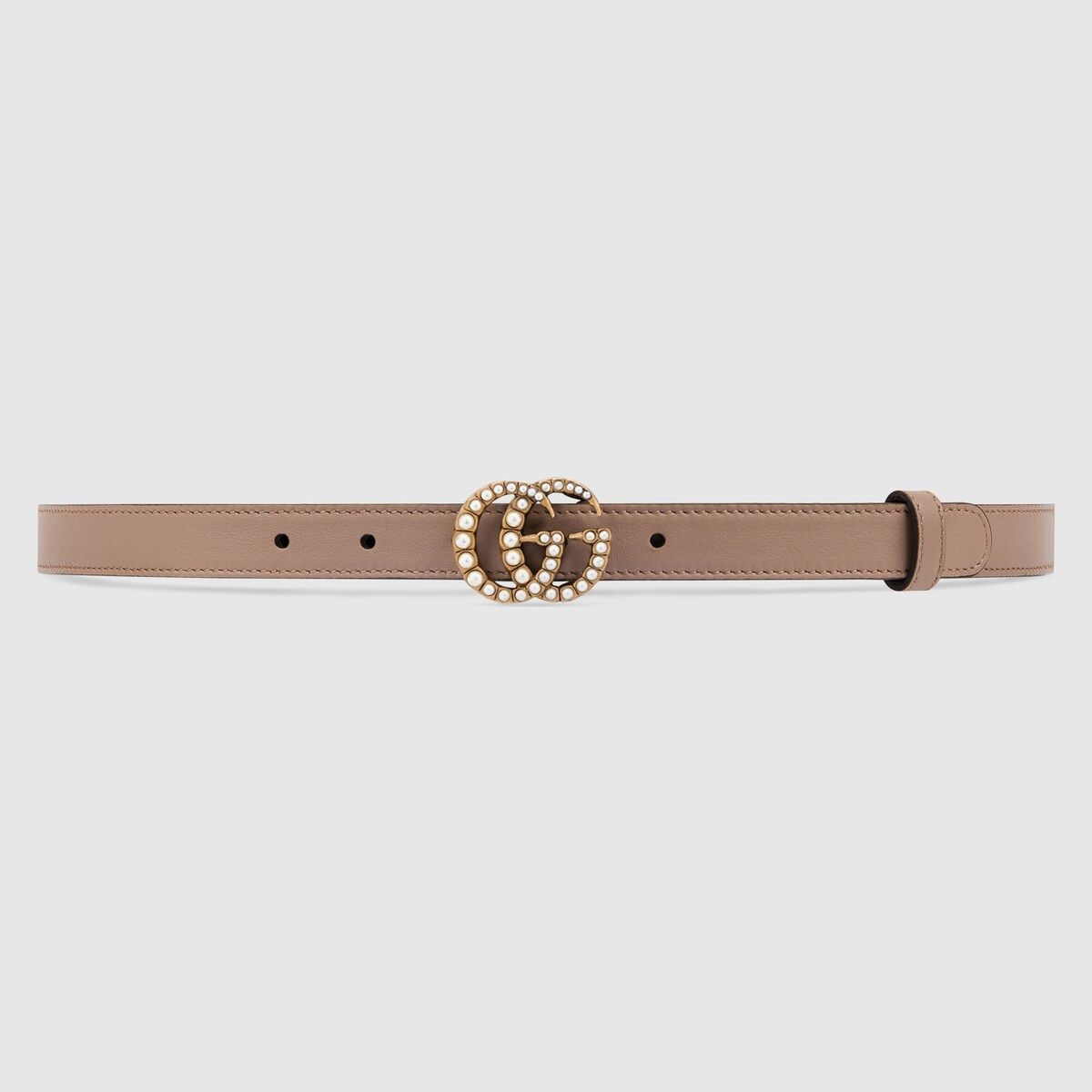 Leather belt with pearl Double G buckle | Gucci (UK)