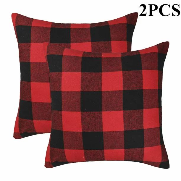 Christmas Pillow Cases set of 2 Plaid Pattern Pillow Case Protector Throw Pillow Covers 18x18 - W... | Walmart (US)