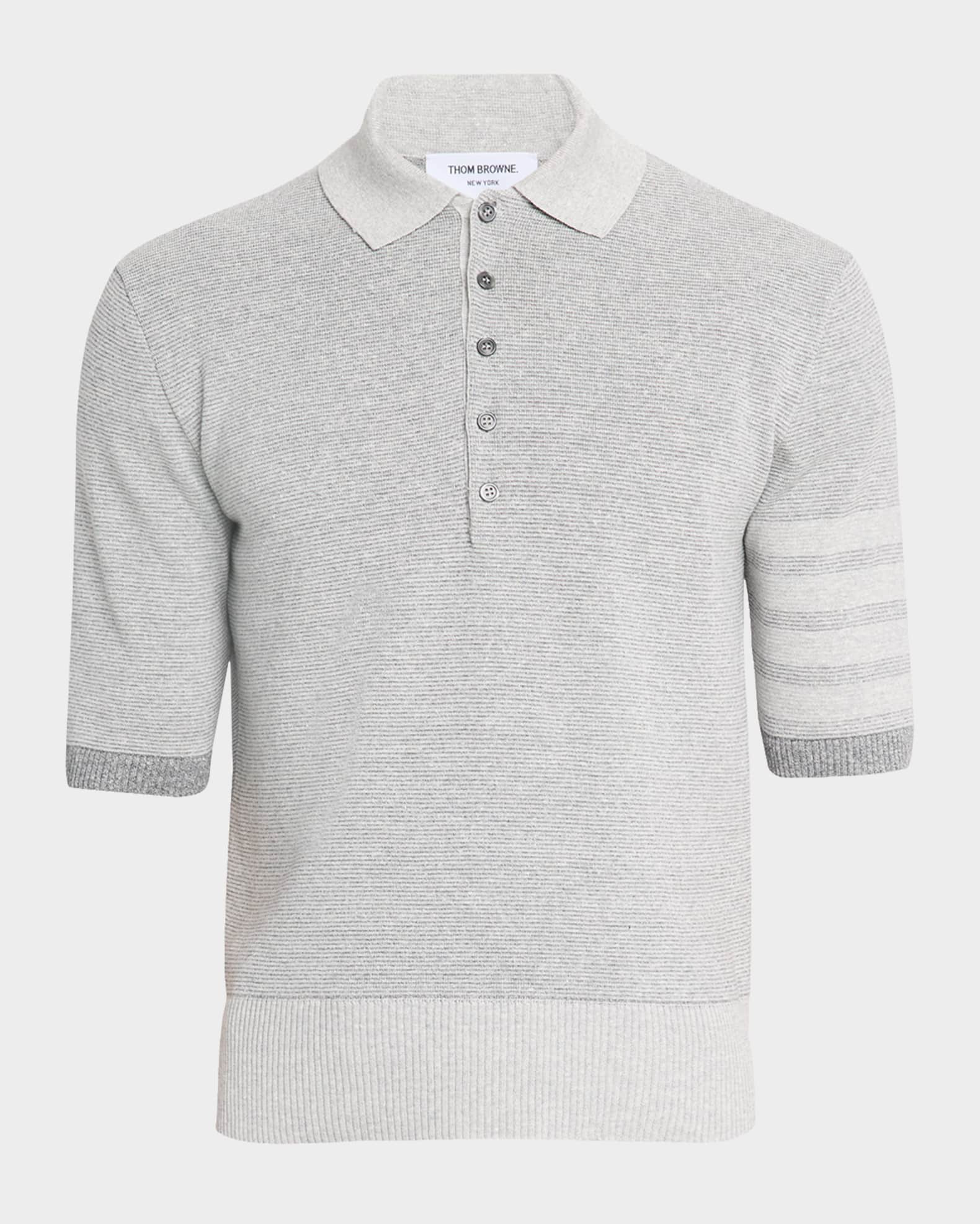 Men's Linen and Cotton Stripe-Sleeve Polo Shirt | Neiman Marcus