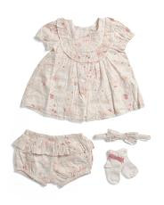 2pc Newborn Girls Ruffled Yoke Dress Set | TJ Maxx