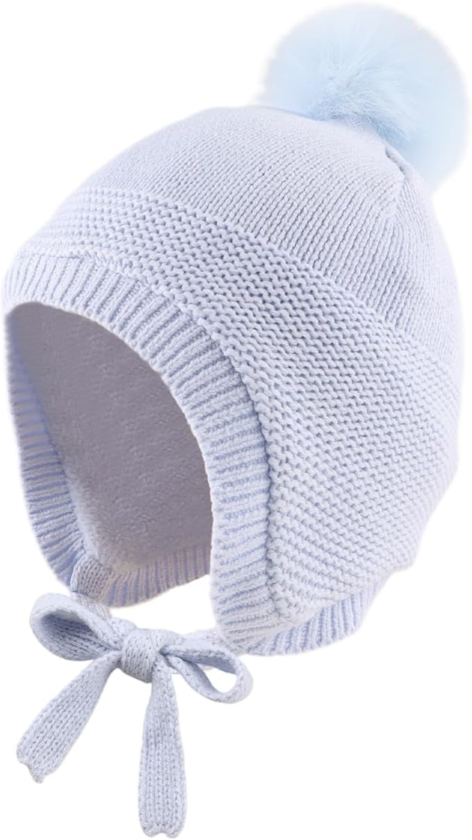JANGANNSA Basic Winter Baby Boys Beanie Pompom Knitted Girls Hat Kids Earflap Beanies Warm Infant... | Amazon (US)