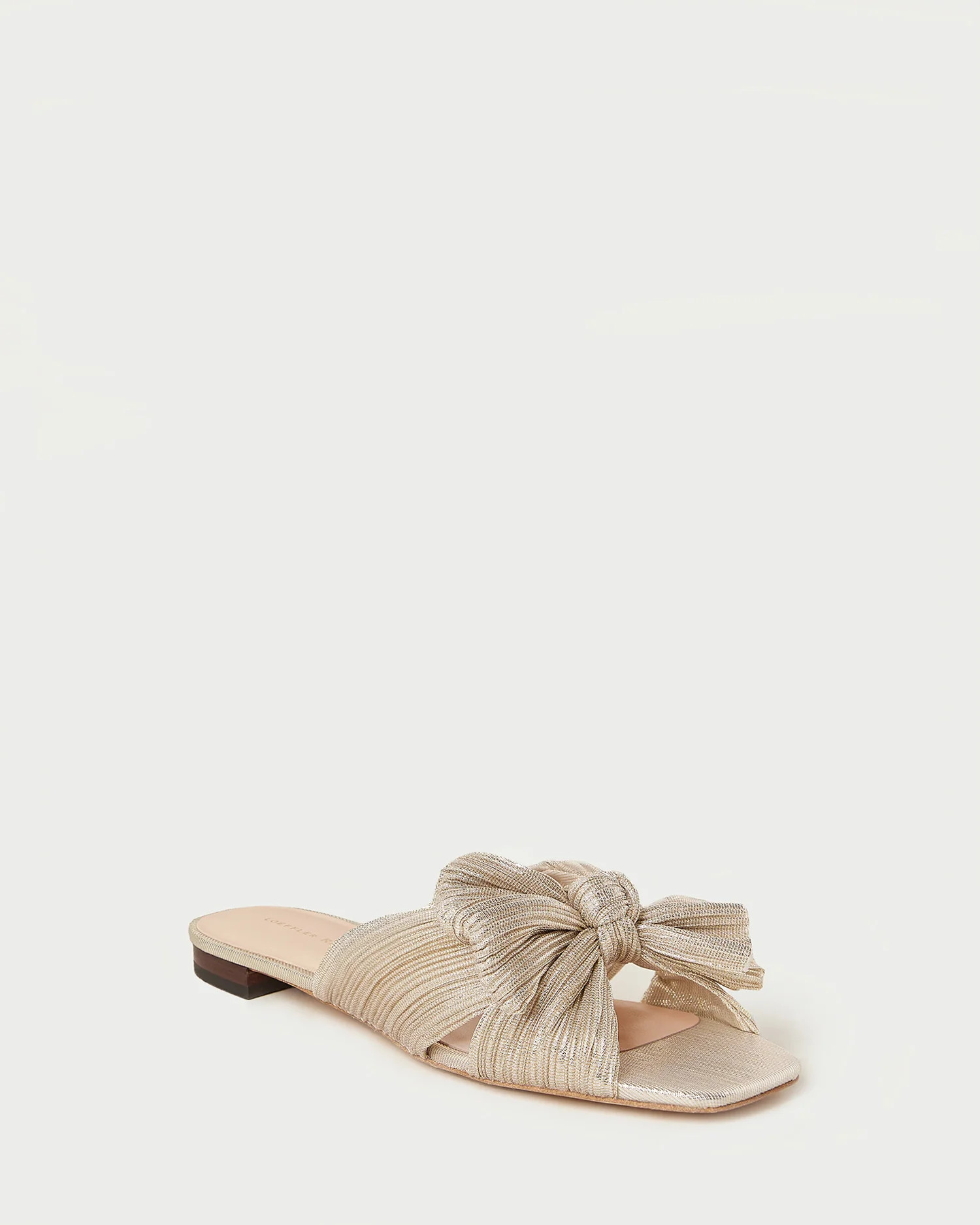 Daphne Platinum Pleated Bow Slide | Loeffler Randall