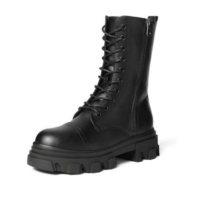 DREAM PAIRS Women's Combat Boots Lace up Mid Calf Boots Low Heel Chunky Platform Riding Boots Win... | SHEIN