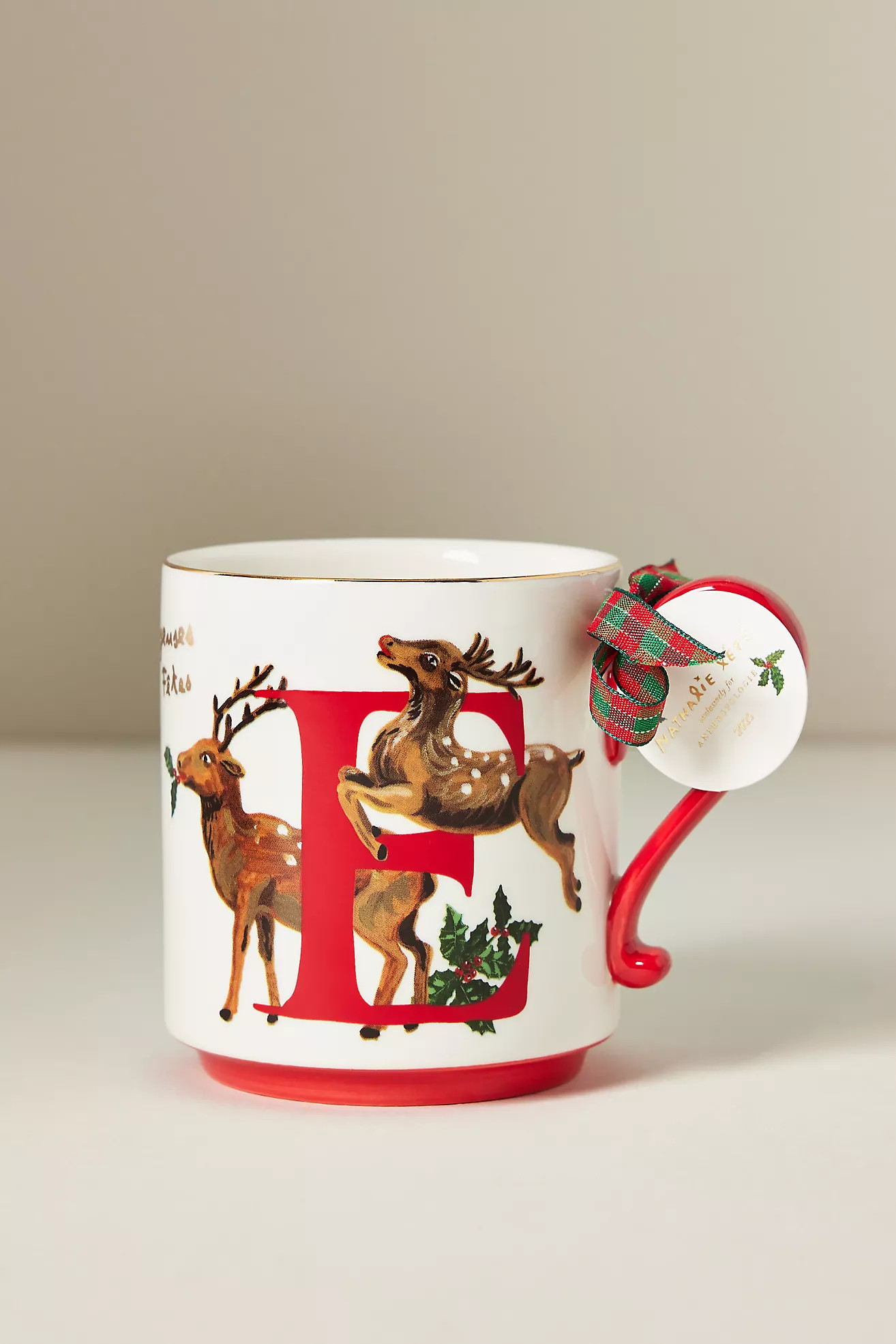 Nathalie Lete Stoneware Holiday Monogram Mug | Anthropologie (US)